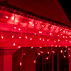 LED red icicle lights clear wire