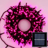 LED pink solar fairy lights green wire