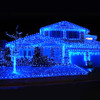 LED blue solar icicle lights green wire