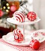 24pcs 6cm Red White Snowy Reindeer Christmas Bauble Ornaments