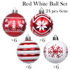 24pcs 6cm Red White Snowy Reindeer Christmas Bauble Ornaments