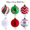 30pcs 6cm Red Green White Christmas Bauble Ornaments