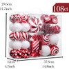 108pcs 4-10cm Red White Christmas Bauble Ornaments
