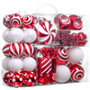 108pcs 4-10cm Red White Christmas Bauble Ornaments