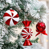 Set of 10 Luxury Candy Red White Glass Christmas Ornaments