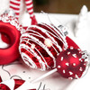 Set of 10 Luxury Candy Red White Glass Christmas Ornaments