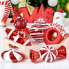 Set of 10 Luxury Candy Red White Glass Christmas Ornaments