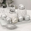 Set of 24 Luxury Silver Grey Glass Christmas Ornaments 6-10.5cm