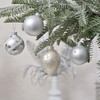 Set of 24 Luxury Silver Grey Glass Christmas Ornaments 6-10.5cm