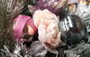 46cm Christmas Wreath Rose Baubles LED Lights