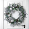 76cm Artificial Christmas Winter Silver White Wreath with 40 LED Lights