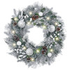 76cm Artificial Christmas Winter Silver White Wreath with 40 LED Lights