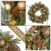 61cm Christmas Bronze Copper Gold Wreath with LED Lights