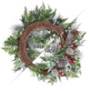61cm Christmas Half Wreath with Pine Cones Berries and LED Lights