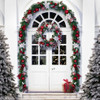 61cm Christmas Wreath with White Poinsettia Red Balls and LED Lights