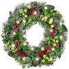 61cm Christmas Wreath with Hawthorn Berry Pine Cone and LED Lights