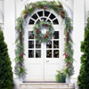 61cm Christmas Wreath with Red Berry Pine Cone and LED Lights