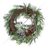 61cm Christmas Wreath with Red Berry Pine Cone and LED Lights