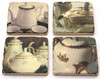 Set 4 French Country Shabby Chic Marble Teaset Coasters