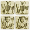 Set 4 French Country Shabby Chic Marble Pitcher/Cups Coasters