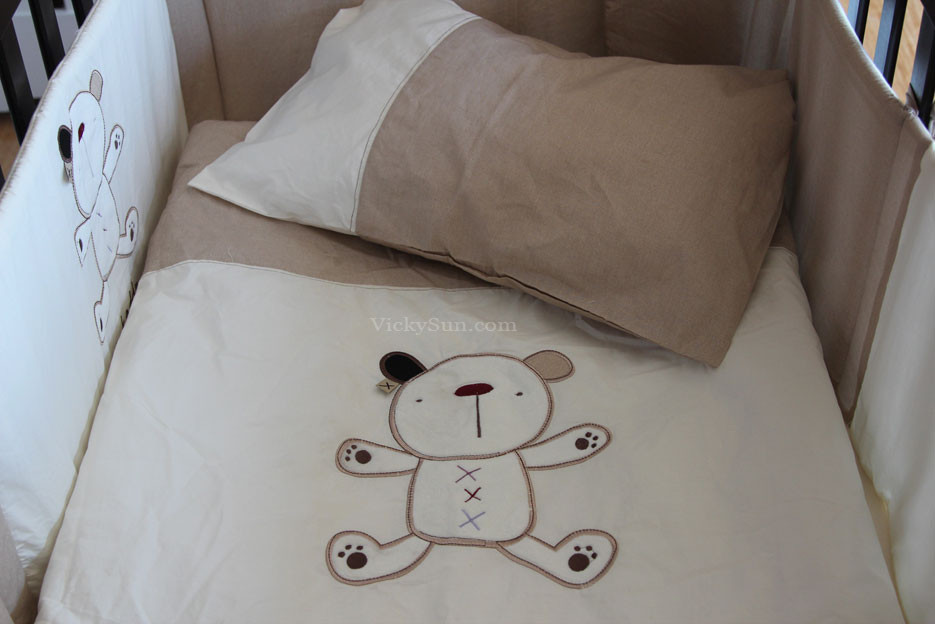 6 Piece Baby Nursery Embroidered Cot Bedding Set Quilt Bumper Sheet My