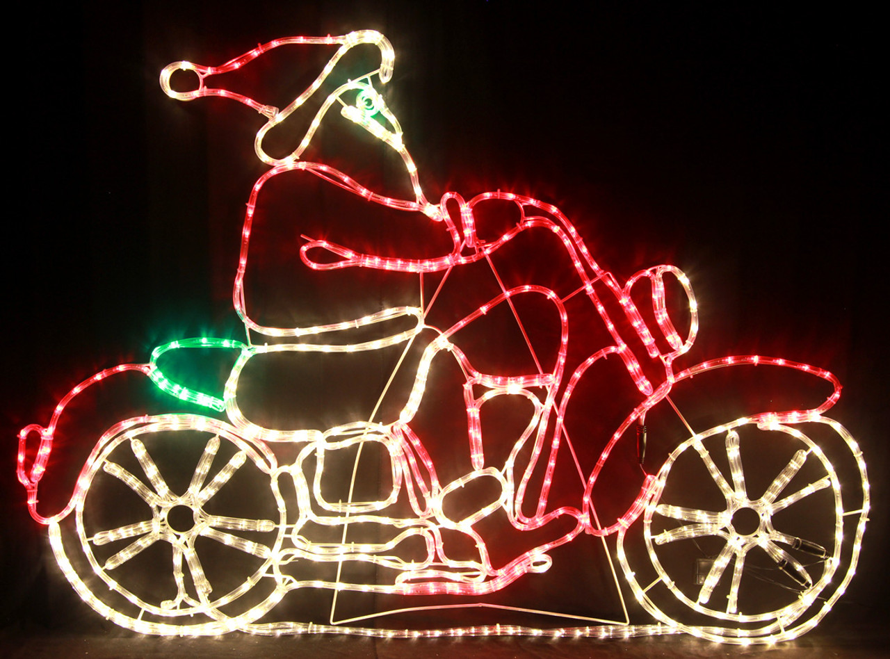 150cm Led Santa Riding Motorcycle Christmas Motif Rope Lights