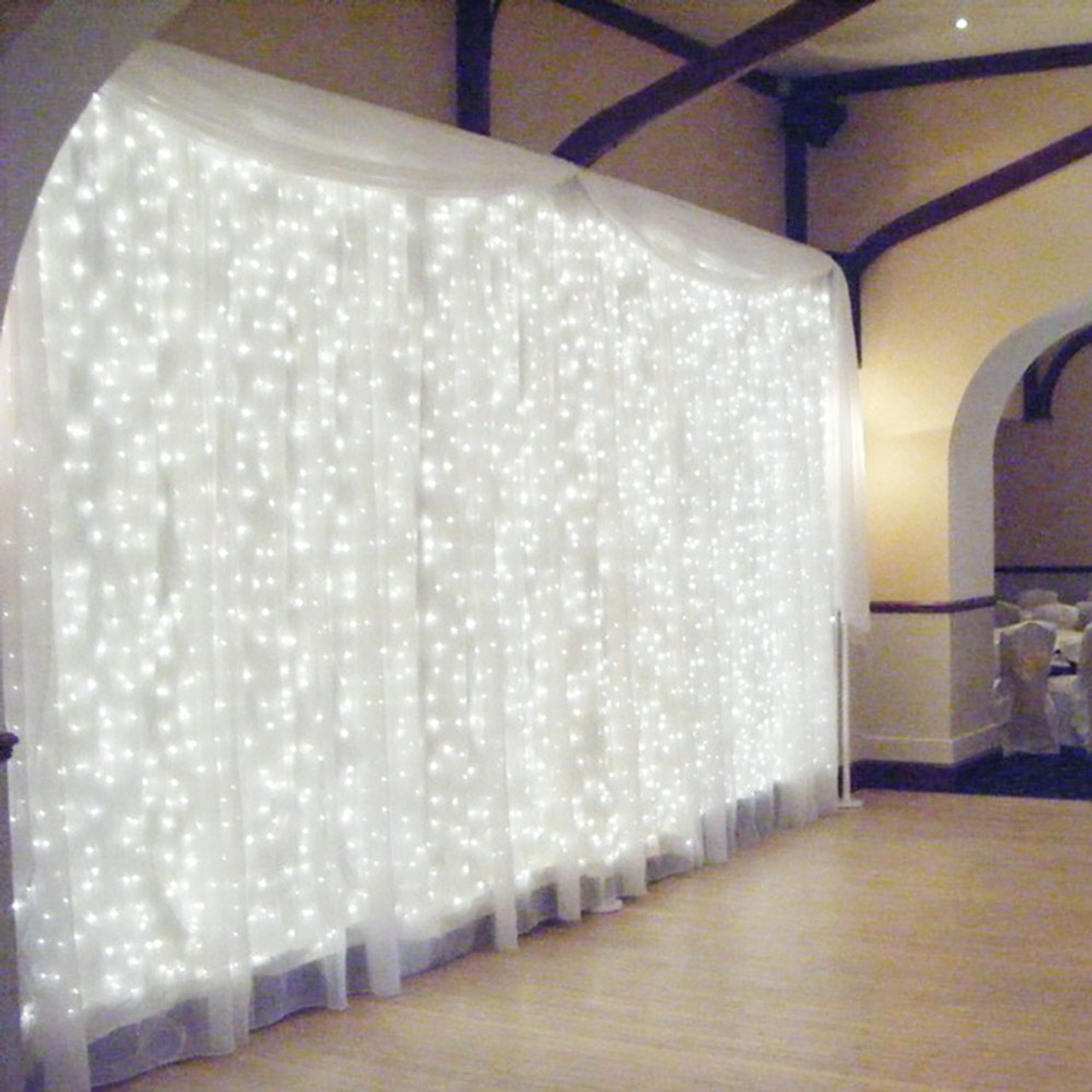 462 LED White Wedding Curtain Backdrop Lights with 8 Functions 3M X 3M |  