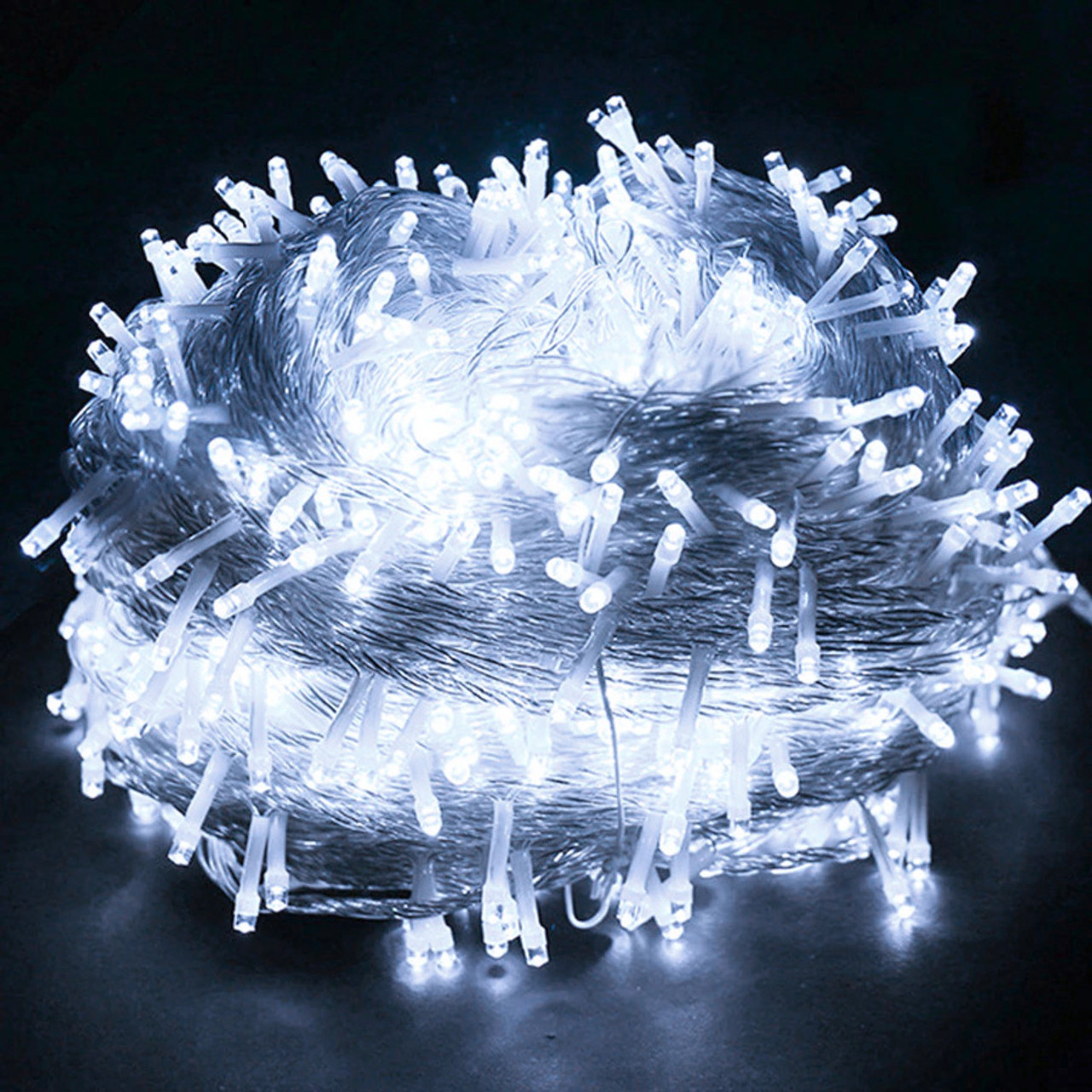 Clear string lights battery operated 10 cm 100 white cold LEDs