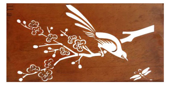 150CM Spring Sparrow Laser Cut Wall Art Steel Garden and Home Wall Decor