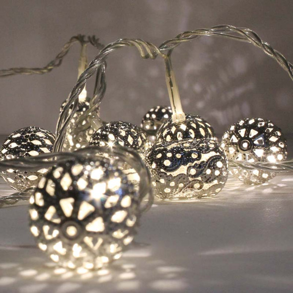 1.9M 20 LED Warm White Silver Maroq String Chain Lights 