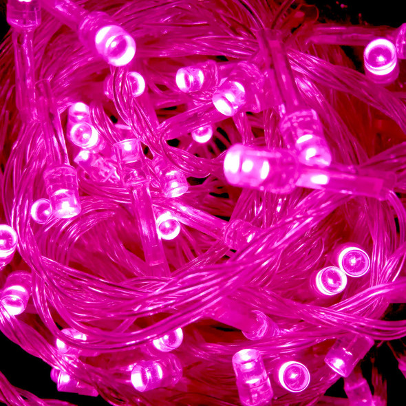 LED pink icicle lights clear wire