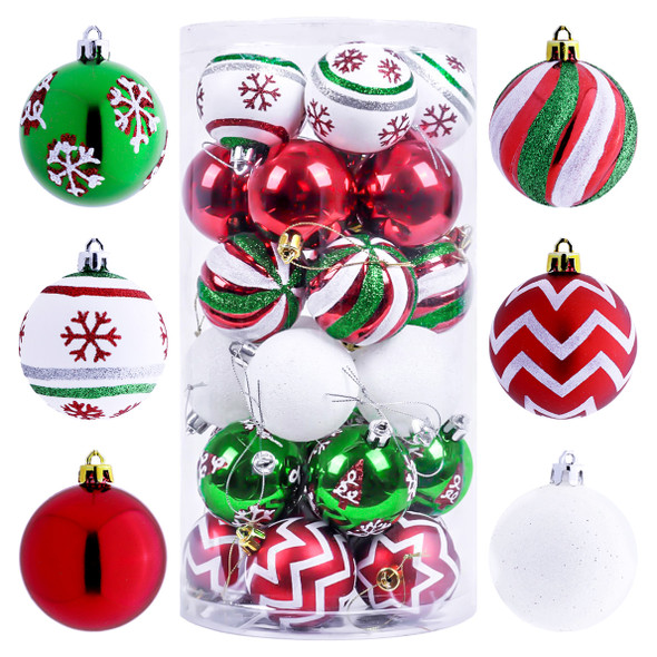 108pcs Candy Cane Red White Shatterproof Christmas Ornaments