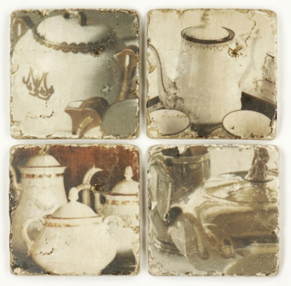 Set 4 French Country Shabby Chic Marble Teaset Coasters