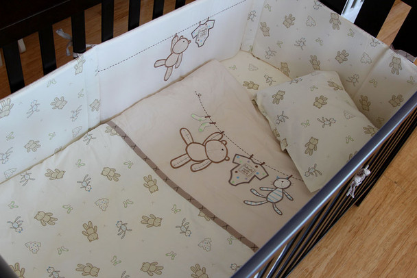 Baby Nursery Embroidered Cot Bed Set Clothesline Baby Bear