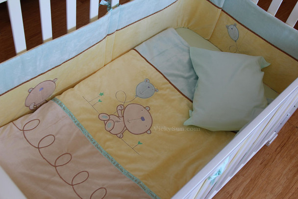 Baby Nursery Embroidered Cot Bed Set Treacle and Bubble