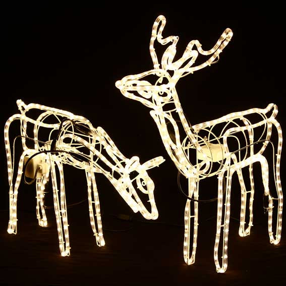 Set of 2 Animated 3D LED Warm White Deer Couple