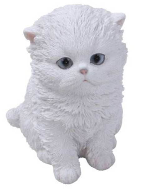 17CM White Persian Kitten Polyresin Garden and Home Decor