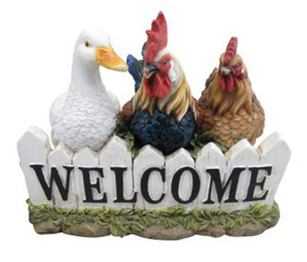 30CM Welcome Duck Rooster & Hen Polyresin Garden and Home Decor