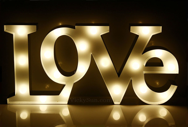 46CM 3D LOVE Sign With LED Warm White Lights Metal Frame 