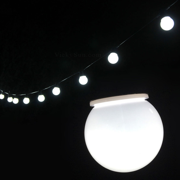 6.5M 20 LED White Festoon Fairy Lights with Milky Round Globe