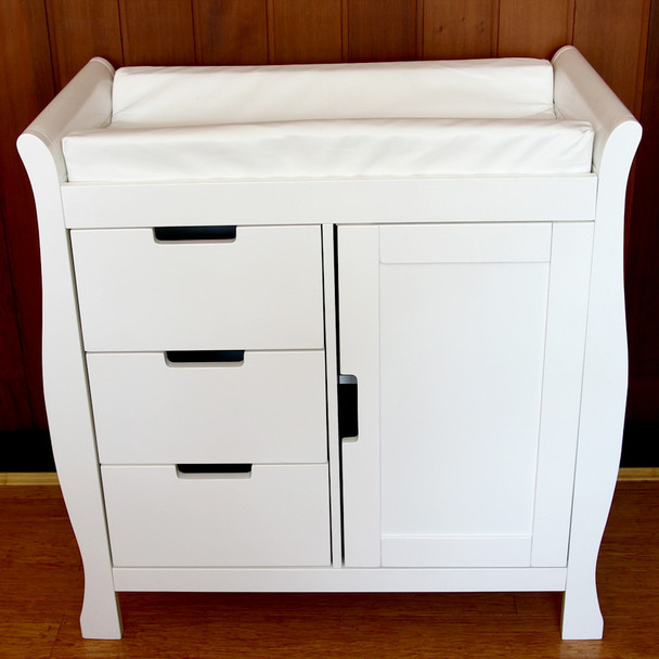Moob Lincoln Solid White Wooden Changing Table With Drawers And