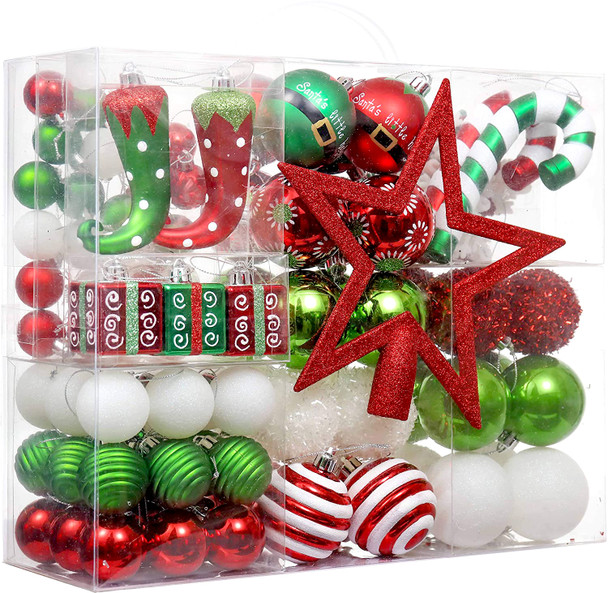 100pcs Red Green White Elf Christmas Bauble Ornaments