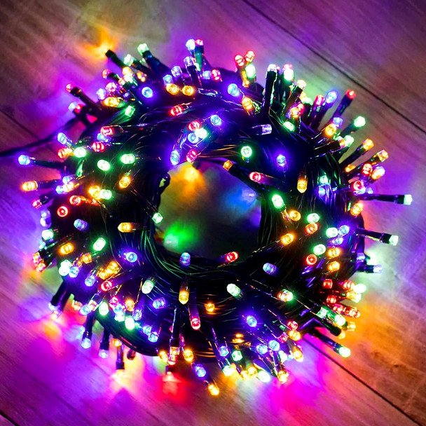 LED multi colour fairy lights green wire