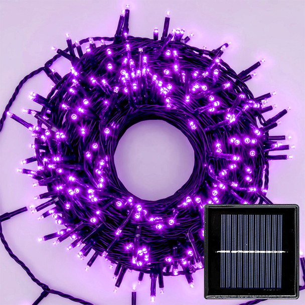 LED purple solar fairy lights green wire