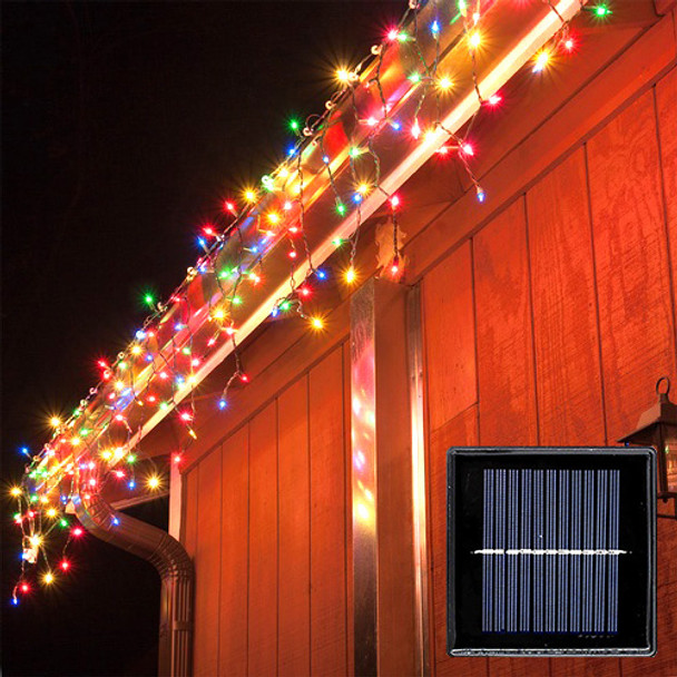 LED multi colours solar icicle lights green wire