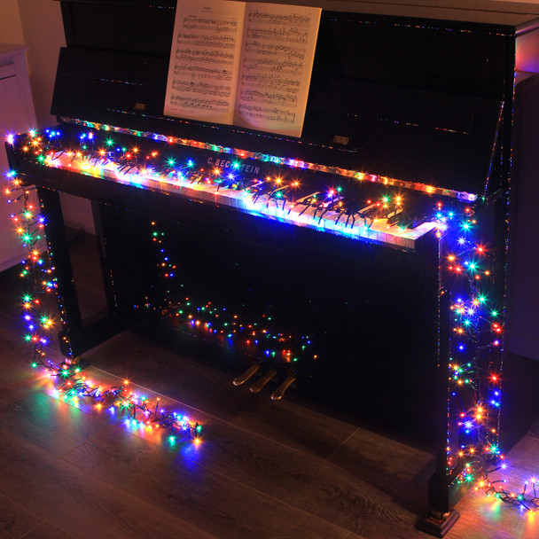12.6M 1000 LED Multi Colours Cluster Fairy Lights with 8 Memory Functions