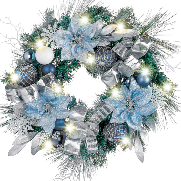 61cm Blue Silver Christmas Wreath