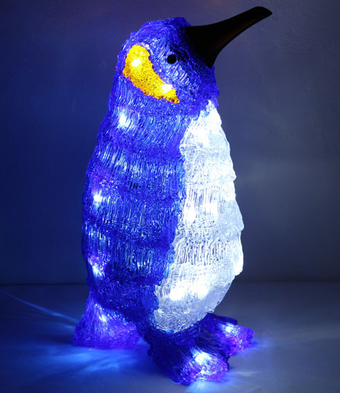 33CM 3D Acrylic Penguin Baby with 24 White LED Christmas