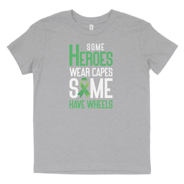 Athletic Heather Some Heroes Wear Capes Some Have Wheels Youth Shirt
