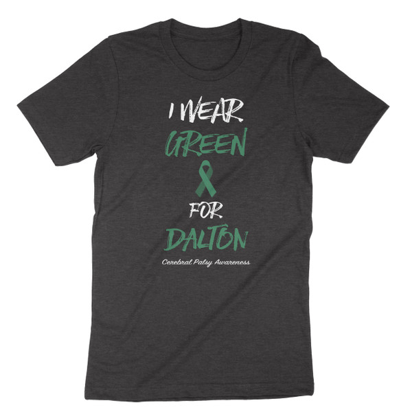 Dark Heather Personalized I Wear Green Cerebral Palsy Awareness Men's Shirt